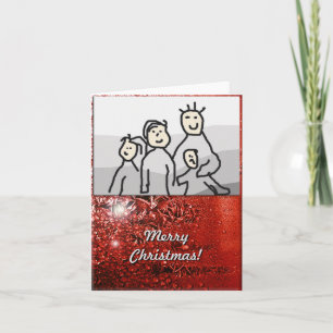Merry Christmas Red Frost with Photo Holiday Card