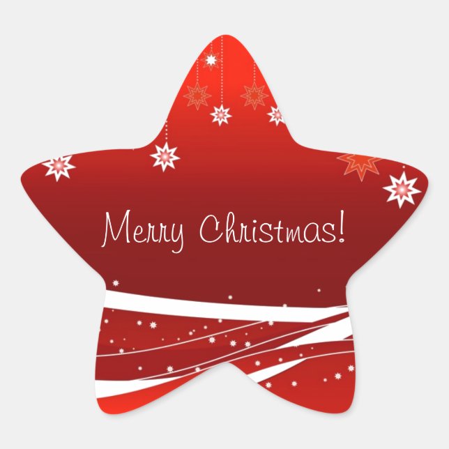 Merry Christmas red gifts Star Sticker (Front)