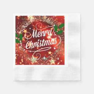 Merry Christmas, red, glitter and shine,  Napkin