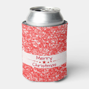 Merry Christmas-Red Glitter Can Cooler