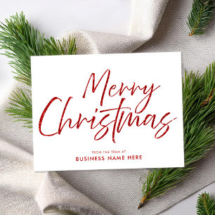 Merry Christmas Red Glitter Modern Business Holiday Card