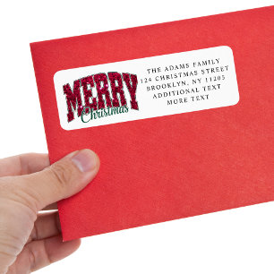 Merry Christmas Red glitter Return Address Label