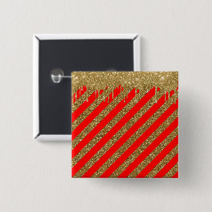 Merry christmas - red glitter strip   15 cm square badge