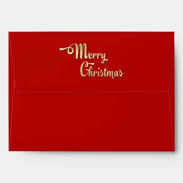 Merry Christmas. Red | Gold Foil Envelope (Back (Top Flap))