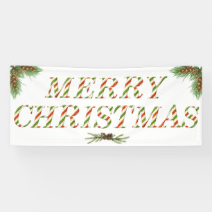 Merry Christmas Red, Green and White Banner