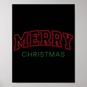 Merry Christmas Red Green Athletic Text Family San Poster