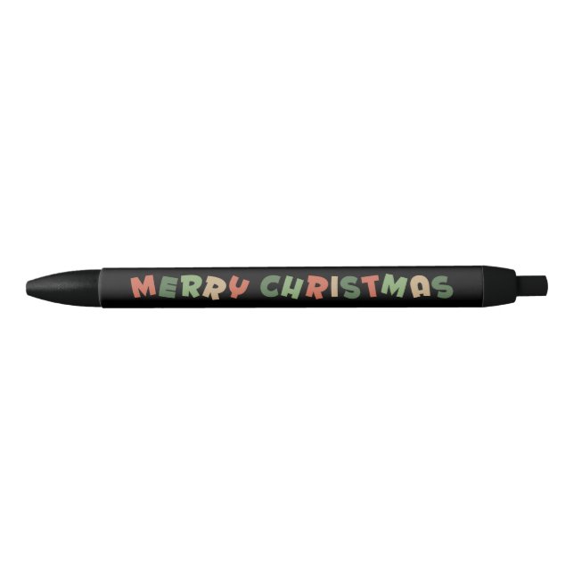 Merry Christmas red, green, black and brown text Black Ink Pen (Front)