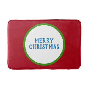 Merry Christmas Red Green Blue Bath Mat