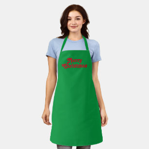"Merry Christmas" red green Christmas Holiday Apron
