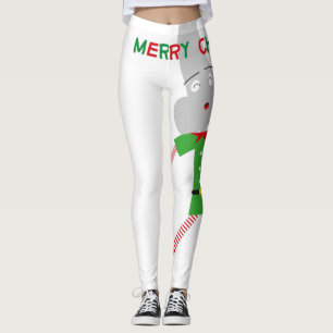 merry christmas red green elf character leggings