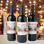 Merry Christmas Red Green Festive Family Photo Wine Label<br><div class="desc">"Merry Christmas" festive red and green wine label with personalised photo.</div>