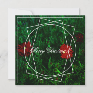 Merry Christmas Red Green Flowers Greeting Card