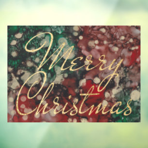 Merry Christmas Red Green Gold Window Cling