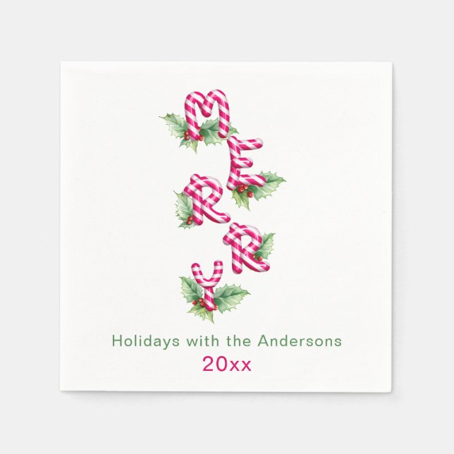 Merry Christmas Red Green Holiday Party Napkin (Front)