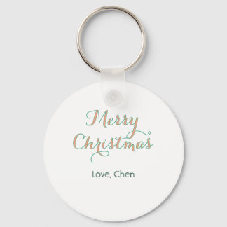 merry christmas red green name love stylish modern key ring
