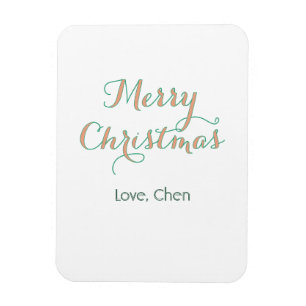 merry christmas red green name love stylish modern magnet