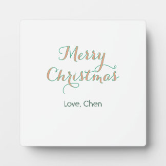 merry christmas red green name love stylish modern plaque