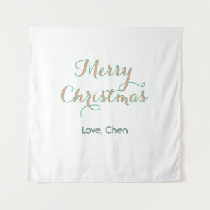 merry christmas red green name love stylish modern tapestry