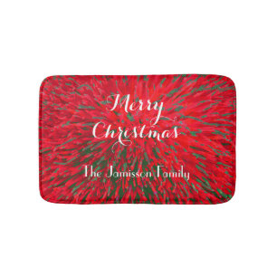 Merry Christmas Red Green, Name, Plush Bath Mat