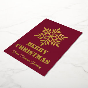 Merry Christmas Red & Green Personalise Gold Foil Holiday Card