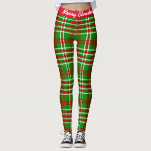 Merry Christmas Red & Green Plaid Leggings
