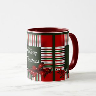 Merry Christmas Red Green Plaid Mug