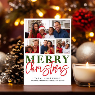 Merry Christmas Red Green Script 4 Family Photo