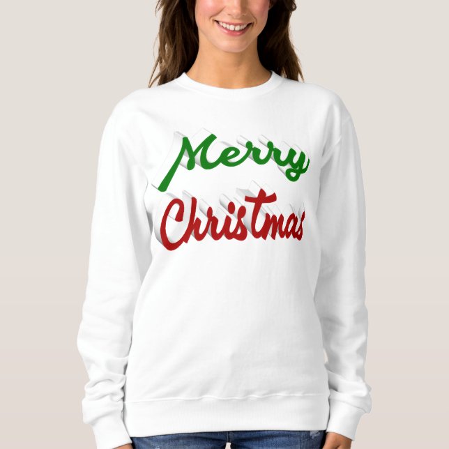 Merry Christmas red green script Sweatshirt (Front)