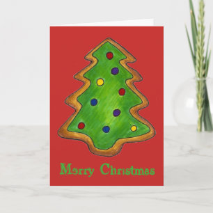 Merry Christmas Red Green Sugar Cookie Tree Xmas Holiday Card