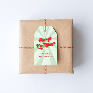 Merry Christmas Red Green Whimsical Retro Custom Gift Tags