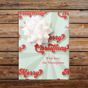 Merry Christmas Red Green Whimsical Retro Custom  Wrapping Paper