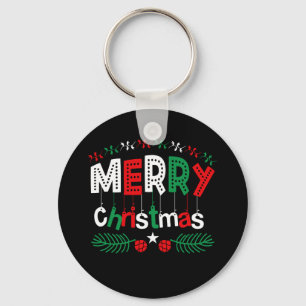 Merry Christmas Red Green White Key Ring