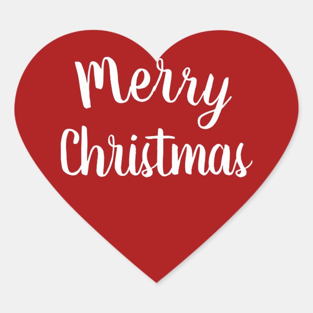 Merry Christmas Red Heart Sticker (Front)