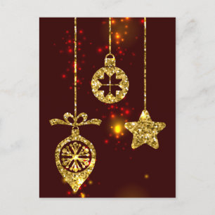 Merry Christmas Red Holiday Glitter Sparkling Postcard