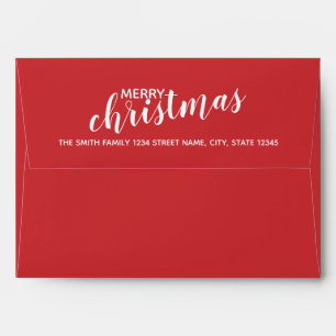 'Merry Christmas' Red Holiday Greeting Card Envelope