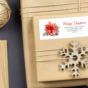 Merry Christmas Red Holiday Return Address