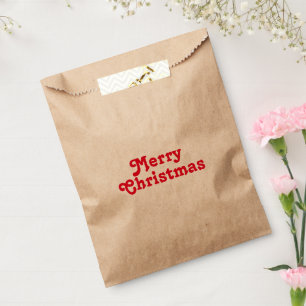 Merry Christmas red letters cute Favour Bags