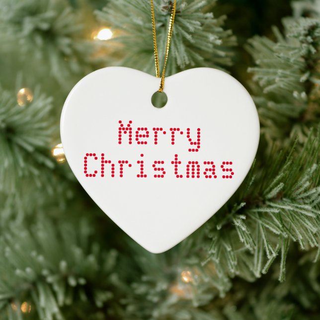 "Merry Christmas" red letters white background Ceramic Tree Decoration (Tree)