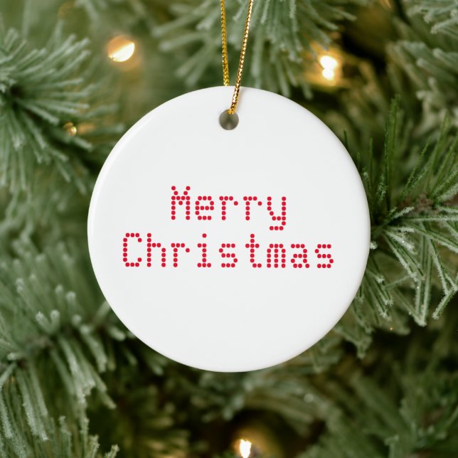 "Merry Christmas" red letters white background Ceramic Tree Decoration (Tree)