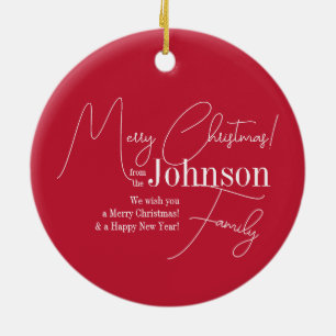 Merry Christmas Red Modern Ceramic Tree Decoration