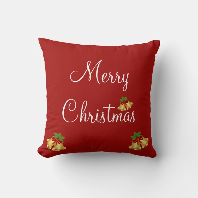 Merry Christmas Red Modern Cushion (Front)