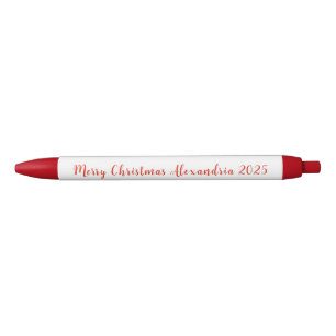 Merry Christmas Red Name 2025 Black Ink Pen