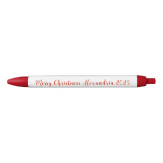 Merry Christmas Red Name 2025 Black Ink Pen