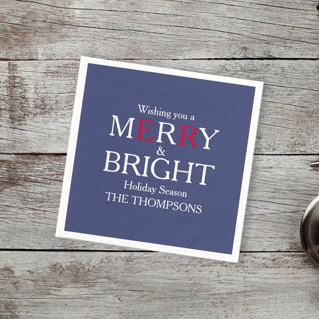 Merry Christmas Red Navy Blue Simple MInimalist Napkin (Creator Uploaded)