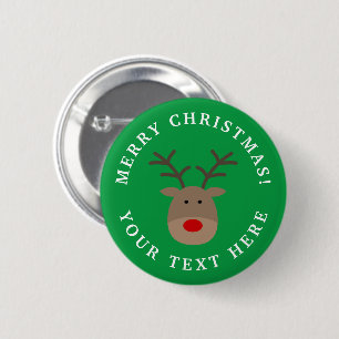 Merry Christmas red nose reindeer Holiday buttons