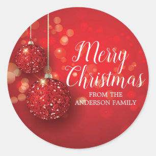 Merry Christmas Red Ornament Sticker