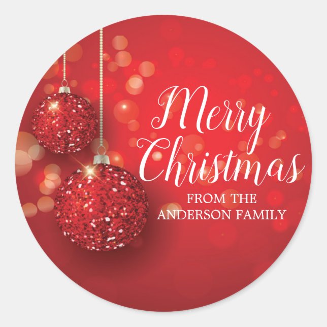 Merry Christmas Red Ornament Sticker (Front)