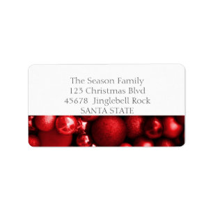 Merry Christmas red ornaments Holiday Label