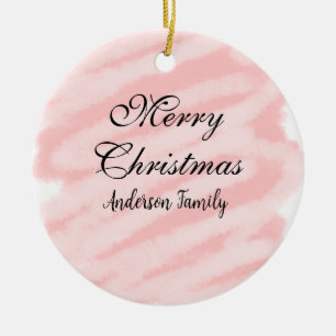 Merry Christmas red pastel watercolor abstract tex Ceramic Tree Decoration
