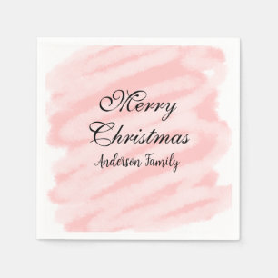 Merry Christmas red pastel watercolor abstract tex Napkin